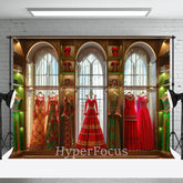 Lofaris Green Red Vintage Lit Dress Boutique Photo Backdrop